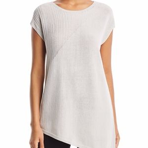 Eileen Fisher Round Neck Tunic Asymetric Hem Bone